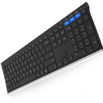 Universal Bluetooth Keyboard Multi-Device Stainless Steel Full Size Wireless Keyboard for Windows iOS Android Computer Desktop Laptop Surface Tablet Smartphone Rechargeable Battery