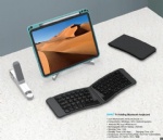 Folding Keyboard, BK06 Foldable Bluetooth Keyboard with PU Leather Cover, Ergonomic Design, Tri-Device Connection, USB-C Charge – Portable Travel for iPhone, iPad, Tablet, Laptop